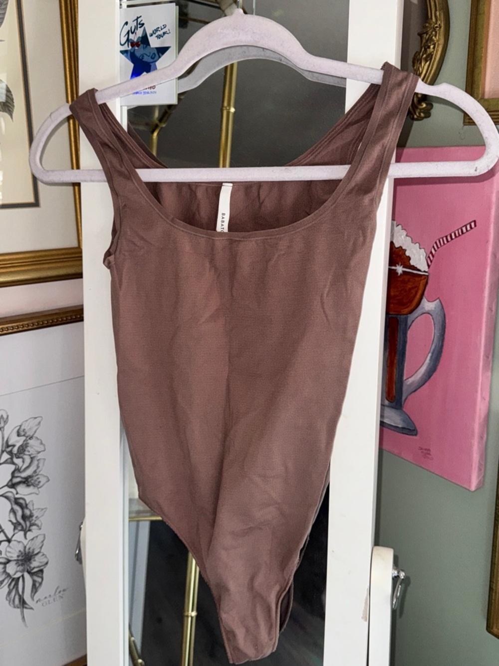 Aritzia Babaton Mauve-Brown Scoop Neck Bodysuit